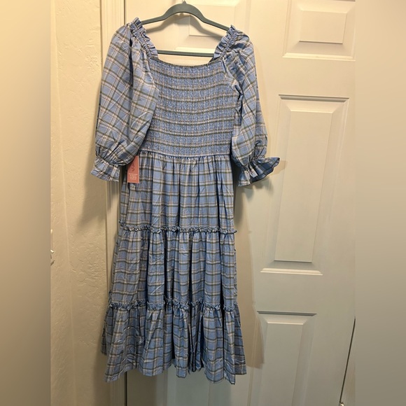 Ivy City Co. light blue Madeline plaid dress. - Picture 5 of 5